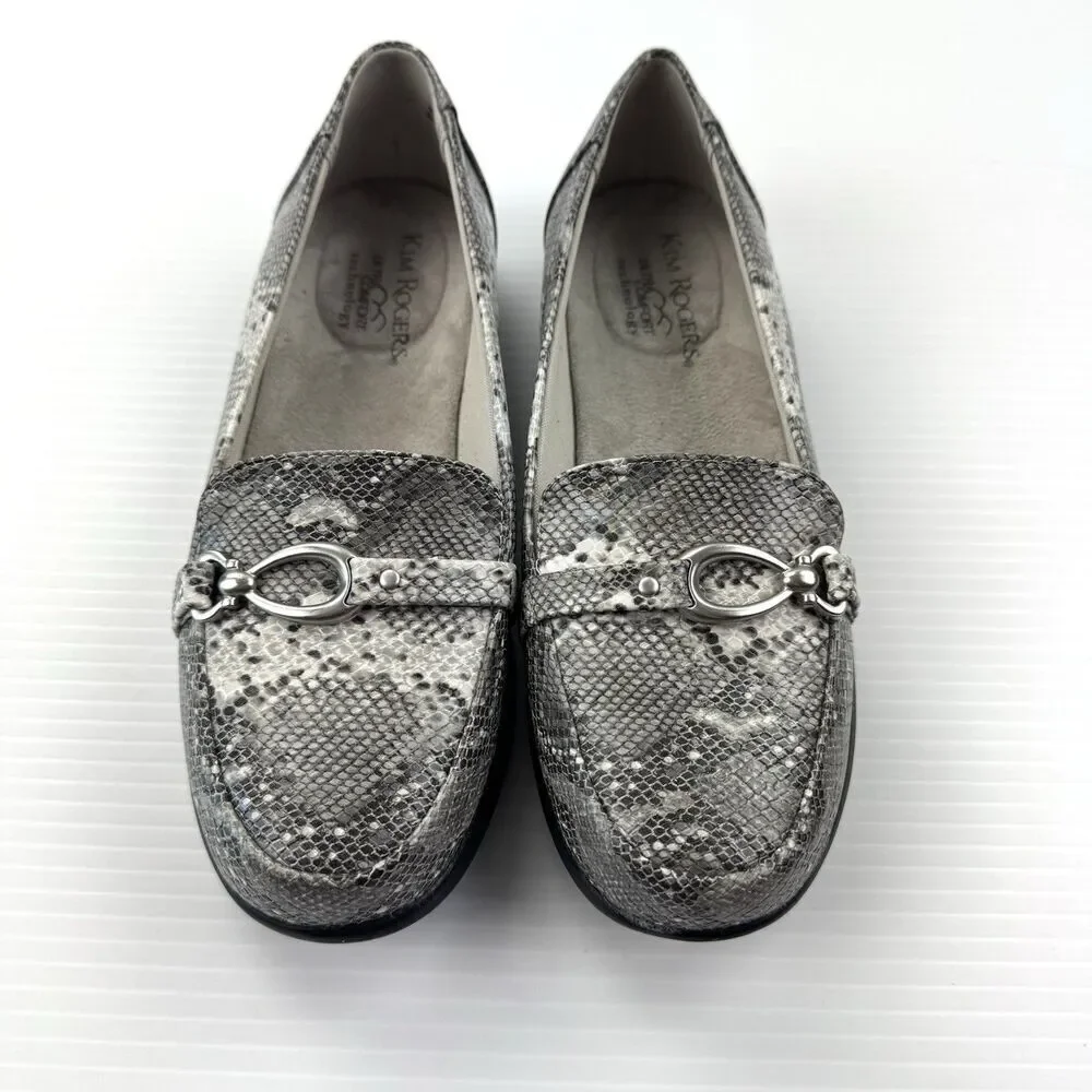 Kim Rogers Blayne Snake Print Loafers 7M Horsebit Comfort Flats